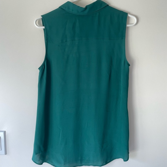Theory green silk sleeveless blouse: size M - Picture 2 of 7